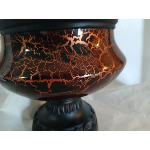 Vintage Hobby Lobby Crackle Glass Golden/ Black Wood Bow-Lidl Center Piece 8" - Picture 7 of 16